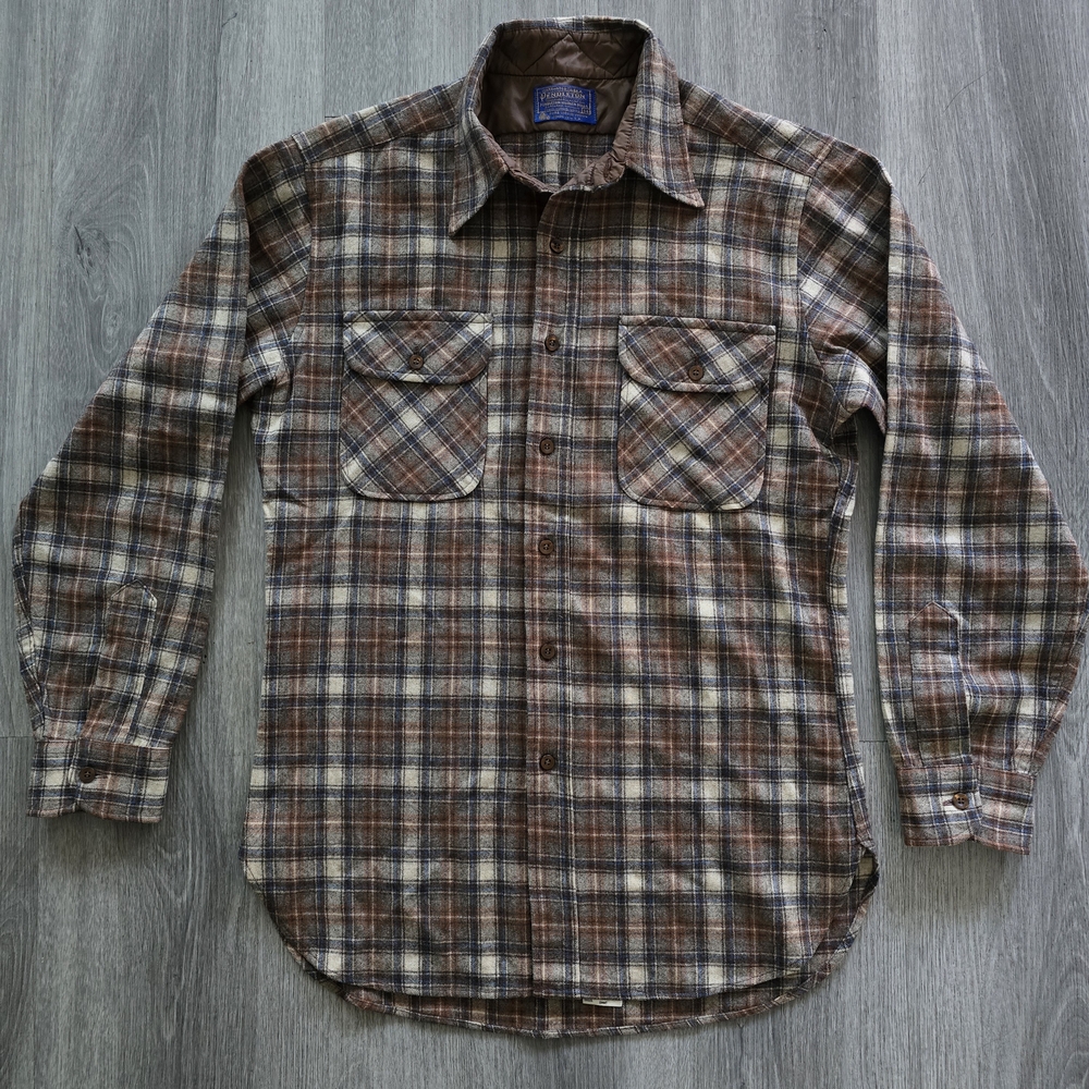 Pendleton Brown And Cream Plaid Button Down Shirt - image 1